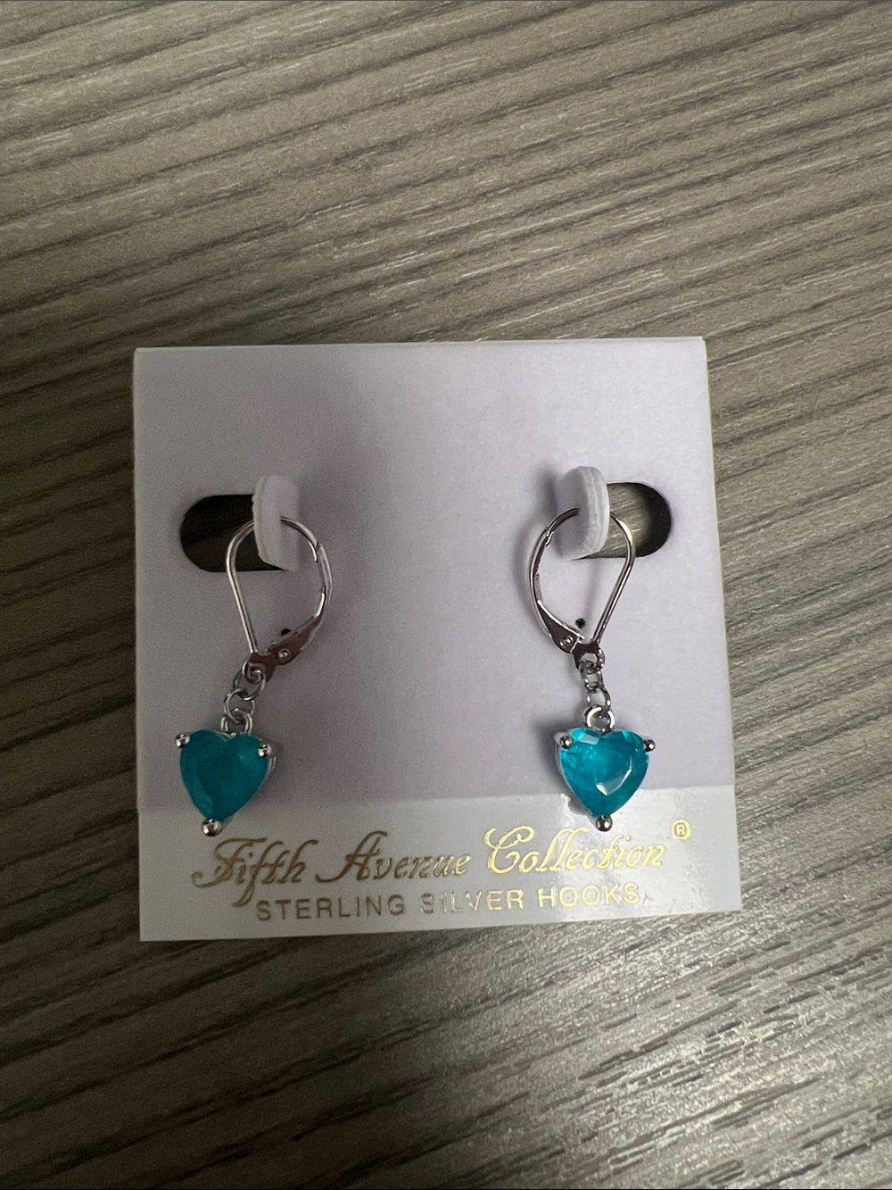 Fifth Avenue Collection Silver Teal Heart Drop Earrings
